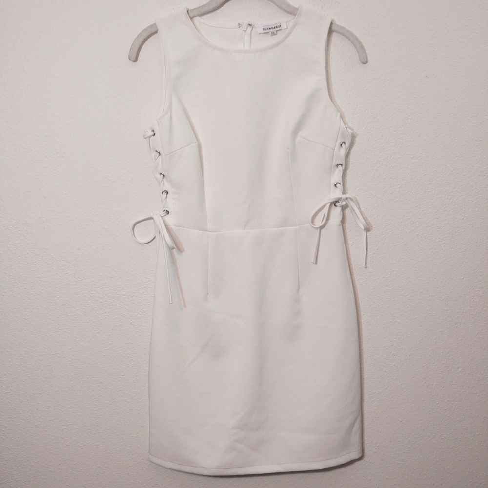 Glamorous White Lace Up Side Mini Dress XS
